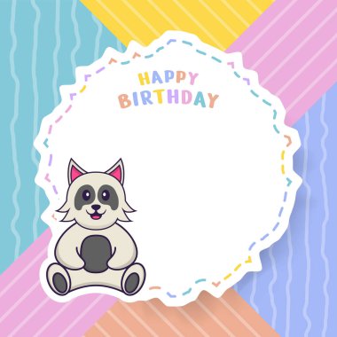 Şirin köpek çizgi film karakterinin doğum günü tebrik kartı. Vektör İllüstrasyonu
