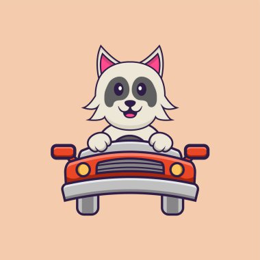 Şirin köpek çizgi film karakter vektör çizimi.