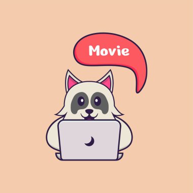 Şirin köpek çizgi film karakter vektör çizimi.