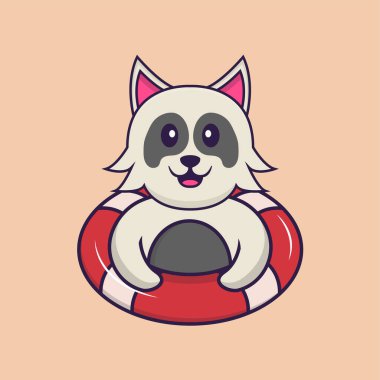 Şirin köpek çizgi film karakter vektör çizimi.