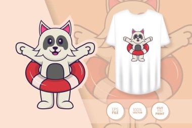 Tatlı köpek çizgi film karakteri. Tişörtlerdeki parmak izleri, sweatshirtler, cep telefonları için çantalar, hediyelik eşyalar. İzole vektör illüstrasyonu.