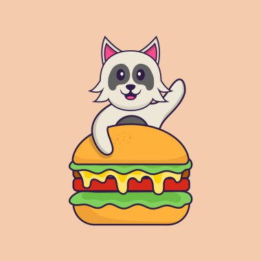 Şirin köpek çizgi film karakter vektör çizimi.