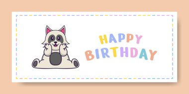 Şirin köpek çizgi film karakteriyle Mutlu Yıllar pankartı. Vektör İllüstrasyonu