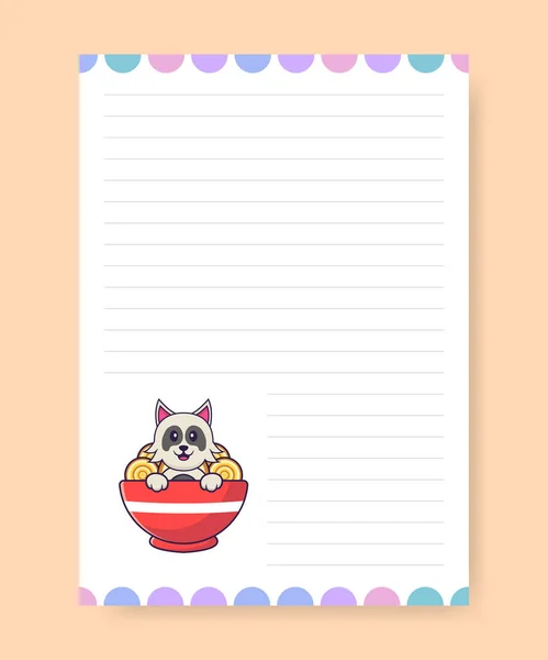 Planner Página Hacer Una Lista Con Perro Lindo Dibujos Animados — Vector de stock