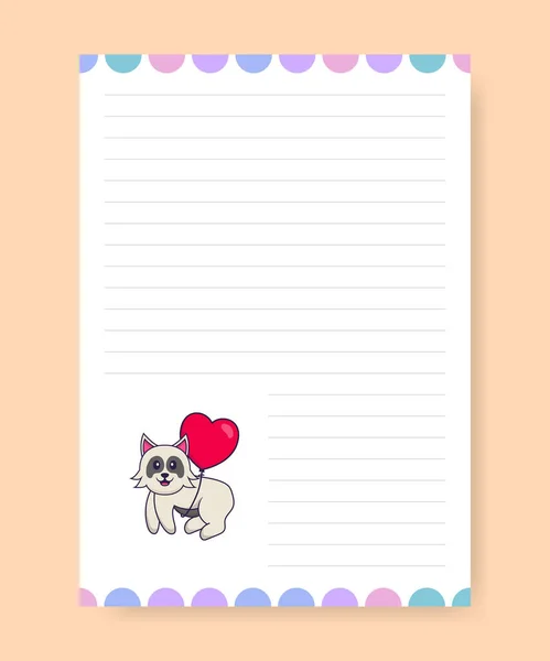 Planner Página Hacer Una Lista Con Perro Lindo Dibujos Animados — Vector de stock