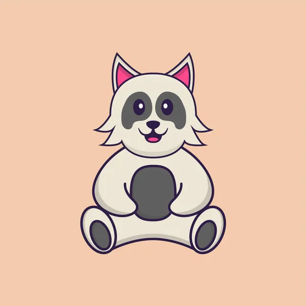 Lindo Perro Dibujos Animados Personaje Vector Ilustración — Vector de stock