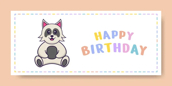 Banner Feliz Aniversário Com Personagem Desenho Animado Cão Bonito Ilustração —  Vetores de Stock