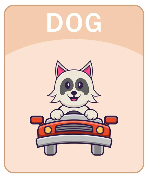 Tatlı Köpek Çizgi Film Karakterli Alfabe Bellek Kartı — Stok Vektör