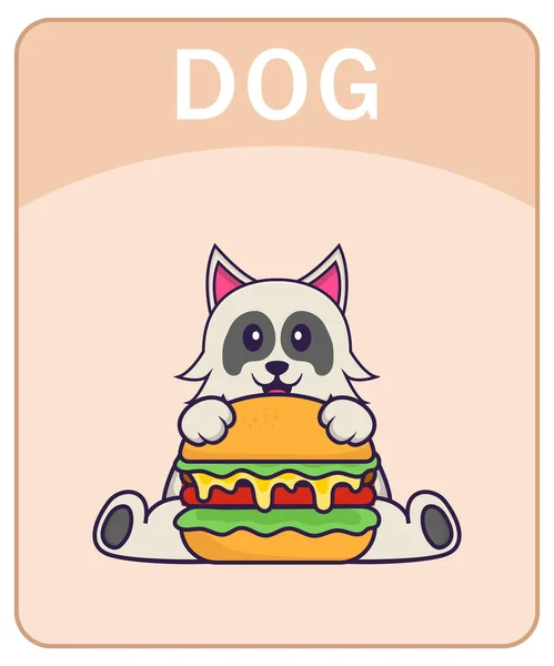 带有可爱狗卡通人物的字母卡片 — 图库矢量图片