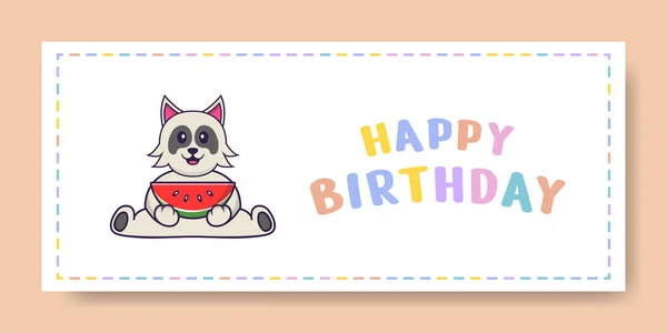 Banner Feliz Aniversário Com Personagem Desenho Animado Cão Bonito Ilustração —  Vetores de Stock