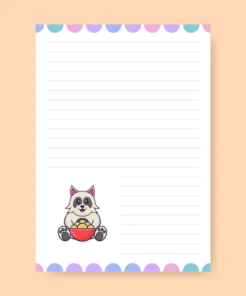 Planner Página Hacer Una Lista Con Perro Lindo Dibujos Animados — Archivo Imágenes Vectoriales