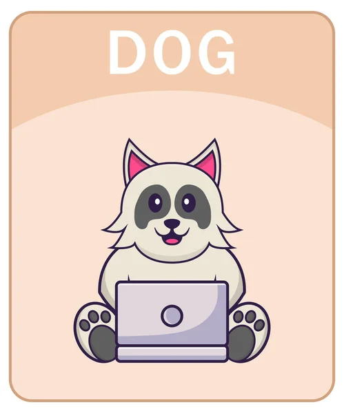 Алфавитная Карточка Персонажем Мультфильма Симпатичная Собака — стоковый вектор