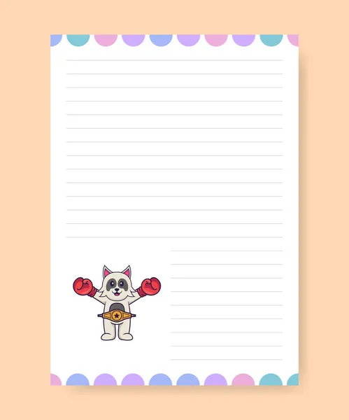 Planner Página Hacer Una Lista Con Perro Lindo Dibujos Animados — Vector de stock