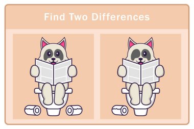 Tatlı köpek çizgi film karakteri. Farkları bul. Çocuklar için eğitici bir oyun. Çizgi film vektör illüstrasyonu
