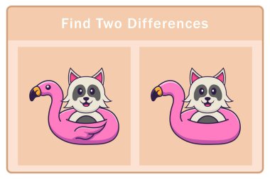 Tatlı köpek çizgi film karakteri. Farkları bul. Çocuklar için eğitici bir oyun. Çizgi film vektör illüstrasyonu