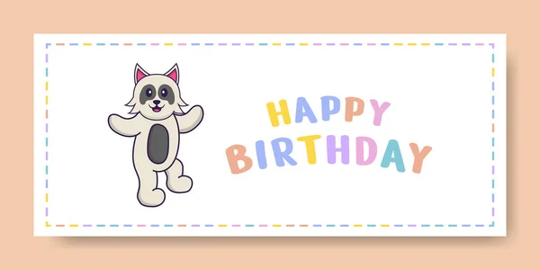 Banner Feliz Aniversário Com Personagem Desenho Animado Cão Bonito Ilustração —  Vetores de Stock