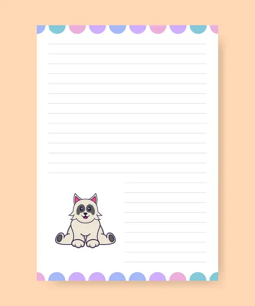 Сторінка Планування Зробити Список Милою Собакою Мультфільм Векторні Ілюстрації — стоковий вектор