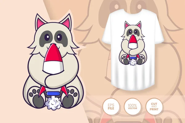 Cute Dog Cartoon Character Prints Shirts Sweatshirts Cases Mobile Phones — Stock Vector