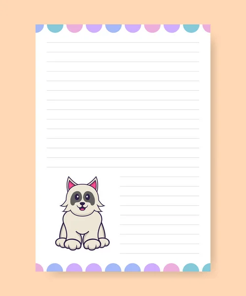 Page Planificateur Faire Liste Avec Chien Mignon Illustration Vectorielle Bande — Image vectorielle