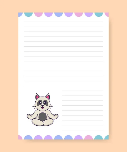 Planner Page List Cute Dog Cartoon Vector Illustration — Stock Vector