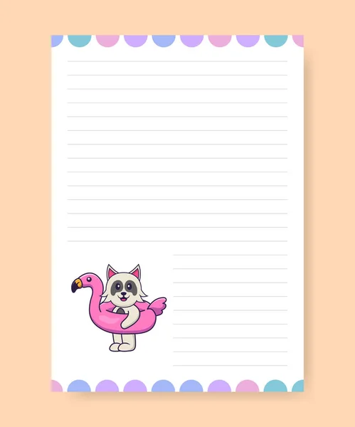 Planner Page List Cute Dog Cartoon Vector Illustration — Stock Vector