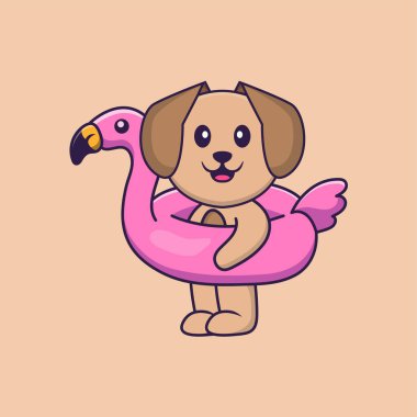 Şirin köpek çizgi film karakter vektör çizimi.