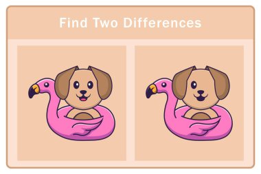 Tatlı köpek çizgi film karakteri. Farkları bul. Çocuklar için eğitici bir oyun. Çizgi film vektör illüstrasyonu