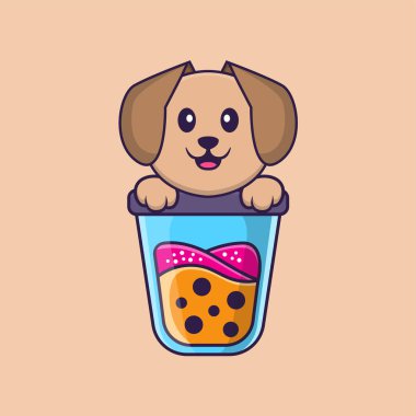 Şirin köpek çizgi film karakter vektör çizimi.