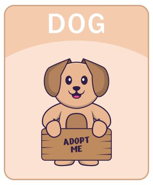 Tatlı köpek çizgi film karakterli alfabe bellek kartı.