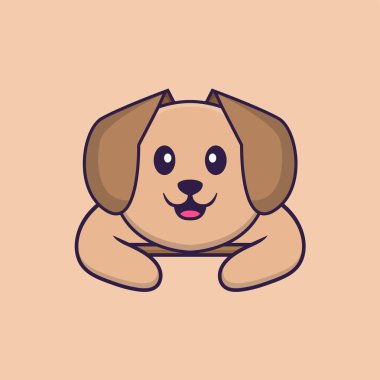 Şirin köpek çizgi film karakter vektör çizimi.