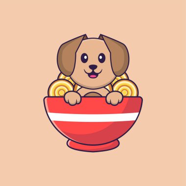 Şirin köpek çizgi film karakter vektör çizimi.