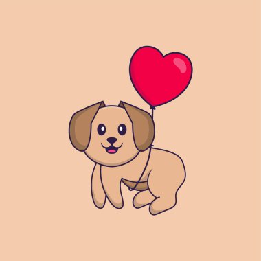 Şirin köpek çizgi film karakter vektör çizimi.