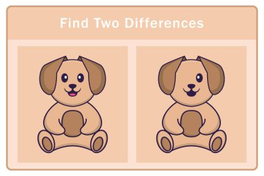 Tatlı köpek çizgi film karakteri. Farkları bul. Çocuklar için eğitici bir oyun. Çizgi film vektör illüstrasyonu