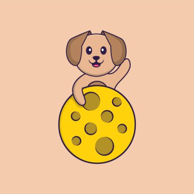 Şirin köpek çizgi film karakter vektör çizimi.