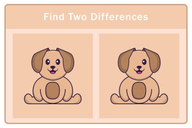 Tatlı köpek çizgi film karakteri. Farkları bul. Çocuklar için eğitici bir oyun. Çizgi film vektör illüstrasyonu
