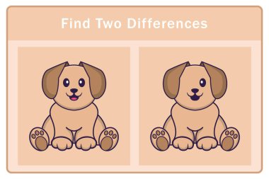Tatlı köpek çizgi film karakteri. Farkları bul. Çocuklar için eğitici bir oyun. Çizgi film vektör illüstrasyonu