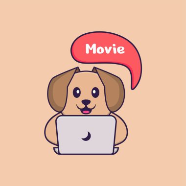 Şirin köpek çizgi film karakter vektör çizimi.