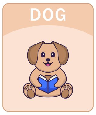 Tatlı köpek çizgi film karakterli alfabe bellek kartı.