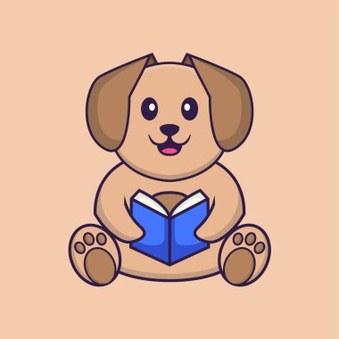 Şirin köpek çizgi film karakter vektör çizimi.