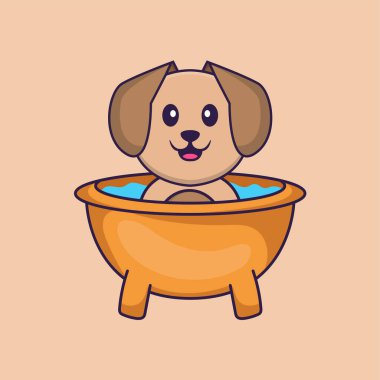 Şirin köpek çizgi film karakter vektör çizimi.