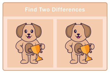 Tatlı köpek çizgi film karakteri. Farkları bul. Çocuklar için eğitici bir oyun. Çizgi film vektör illüstrasyonu
