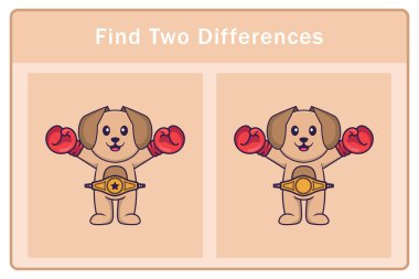 Tatlı köpek çizgi film karakteri. Farkları bul. Çocuklar için eğitici bir oyun. Çizgi film vektör illüstrasyonu