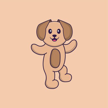 Şirin köpek çizgi film karakter vektör çizimi.