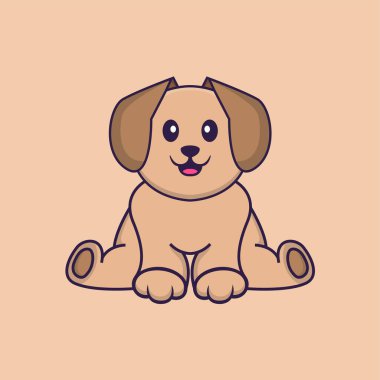 Şirin köpek çizgi film karakter vektör çizimi.