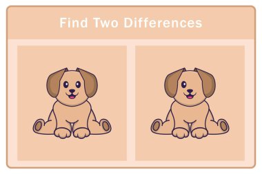 Tatlı köpek çizgi film karakteri. Farkları bul. Çocuklar için eğitici bir oyun. Çizgi film vektör illüstrasyonu
