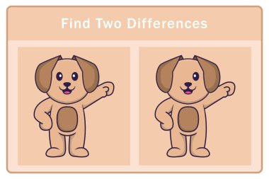 Tatlı köpek çizgi film karakteri. Farkları bul. Çocuklar için eğitici bir oyun. Çizgi film vektör illüstrasyonu