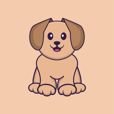 Şirin köpek çizgi film karakter vektör çizimi.