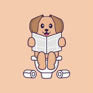 Şirin köpek çizgi film karakter vektör çizimi.