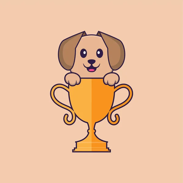 Cão Bonito Desenho Animado Personagem Vetor Ilustração — Vetor de Stock