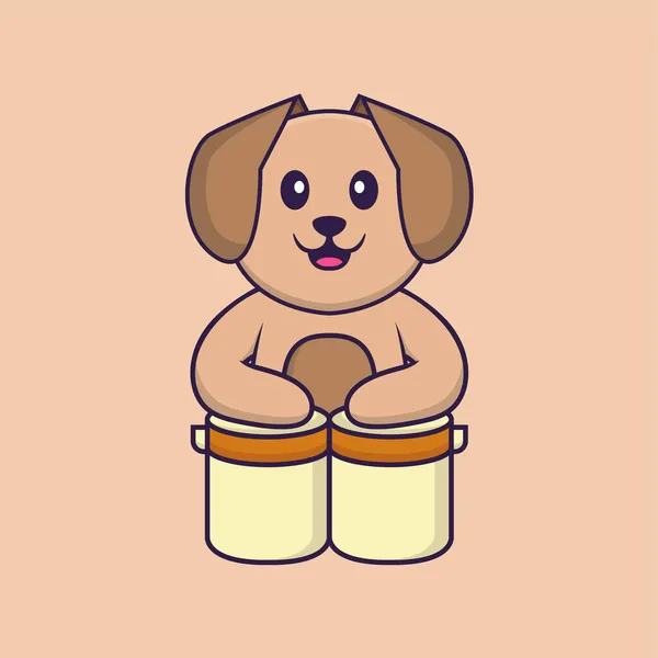 Lindo Perro Dibujos Animados Personaje Vector Ilustración — Vector de stock